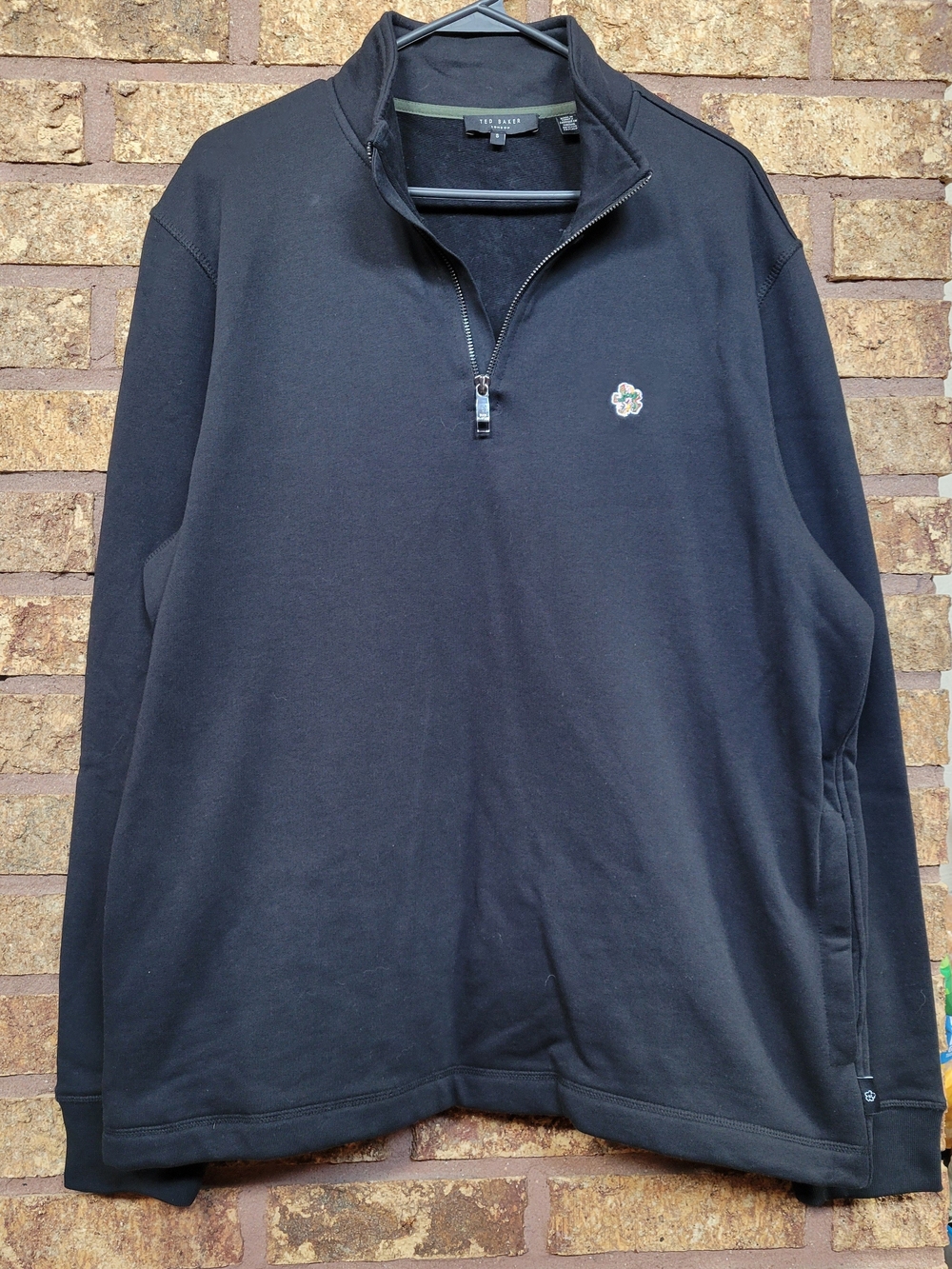 Ted Baker London Black Quarter Zip Pullover 100% Cotton Size 5